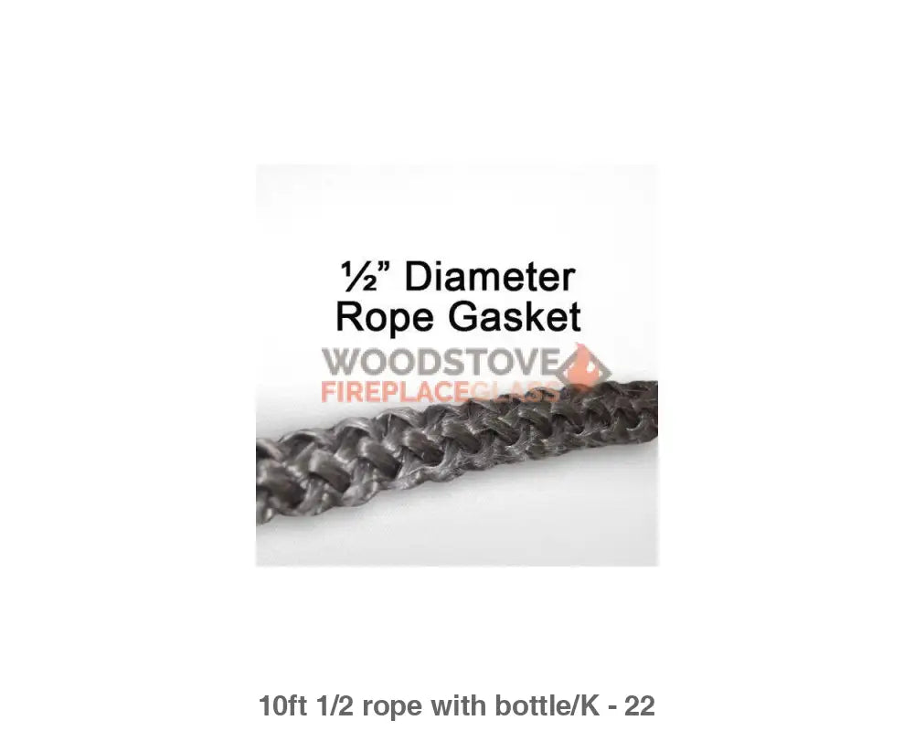 Hearthstone Door Rope Gasket Kit 1/2in x 10ft - Woodstove Fireplace Glass