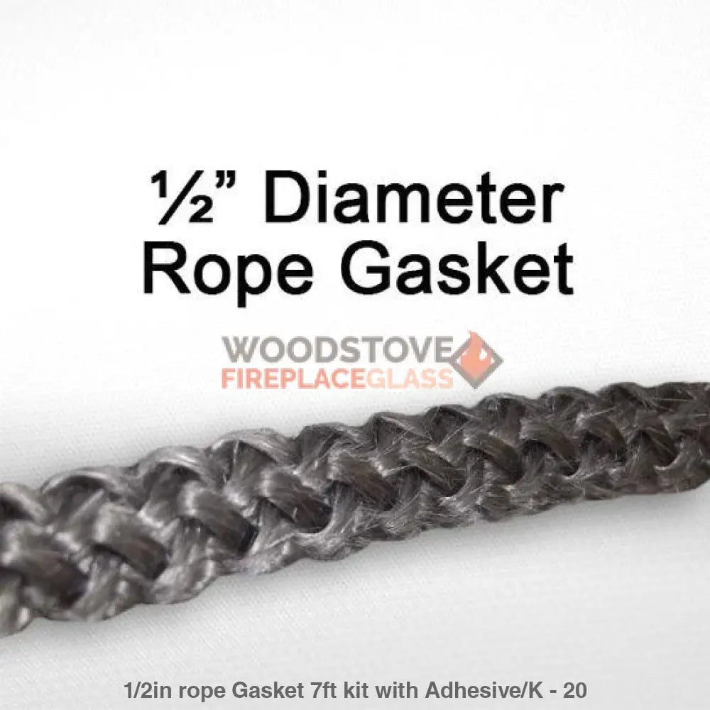 Black Bart 1/2in Door Rope Gasket 7ft kit with Adhesive - Woodstove Fireplace Glass