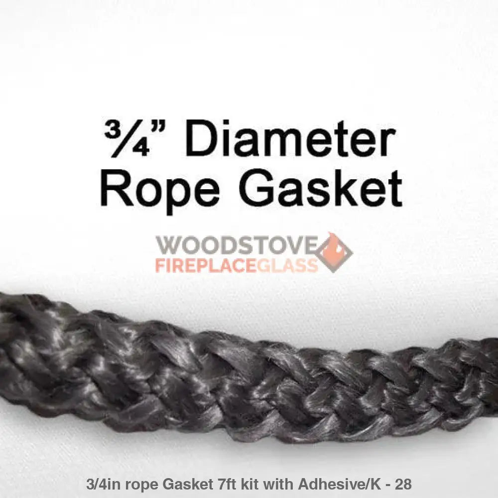 Fisher 3/4in Door Rope Gasket 7ft kit with Adhesive - Woodstove Fireplace Glass