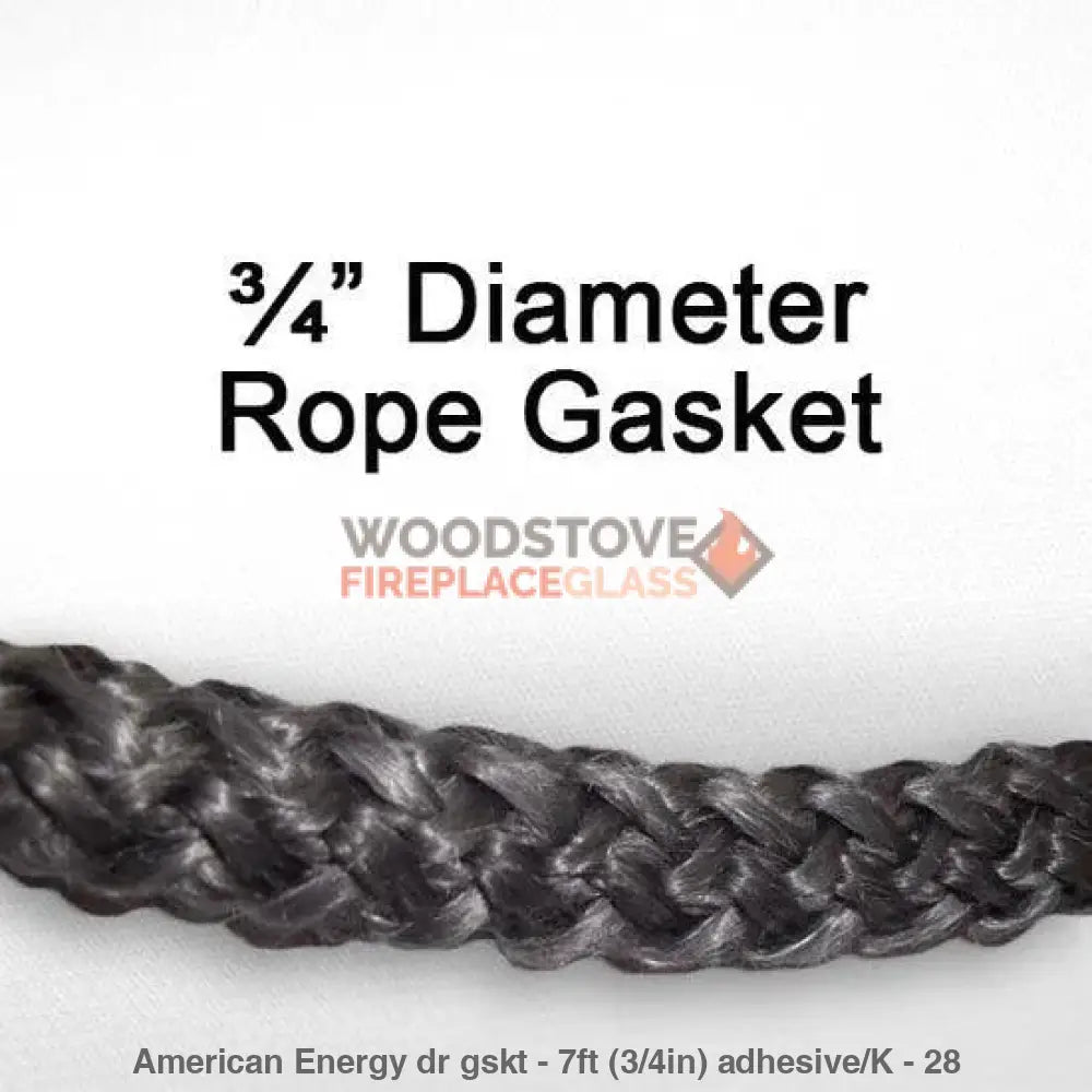 American Energy Door Gasket Kit - 7ft (3/4in) Gasket and Adhesive - Woodstove Fireplace Glass