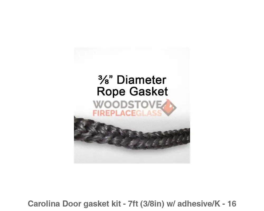 Carolina Wood Stove Door Gasket Kit - 7ft (3/8in) Gasket and Adhesive - Woodstove Fireplace Glass