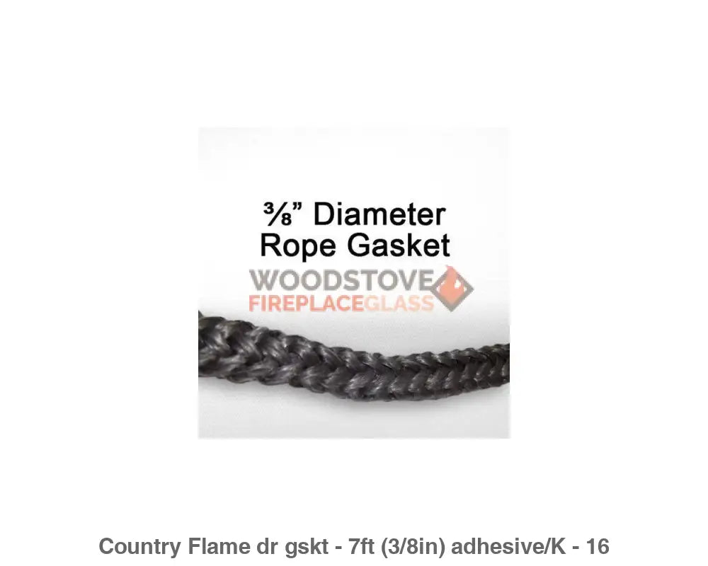 Country Flame Wood Stove Door Gasket Kit - 7ft (3/8in) Gasket and Adhesive - Woodstove Fireplace Glass