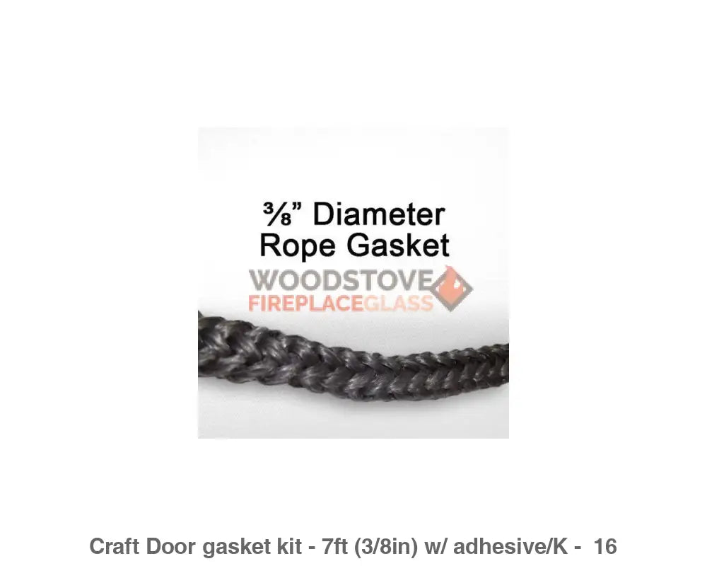 Craft Wood Stove Door Gasket Kit - 7ft (3/8in) Gasket and Adhesive - Woodstove Fireplace Glass