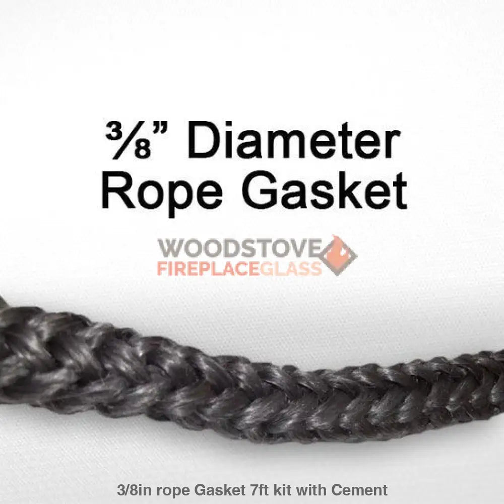 3/8in Door Rope Gasket 7ft kit with Cement - Woodstove Fireplace Glass