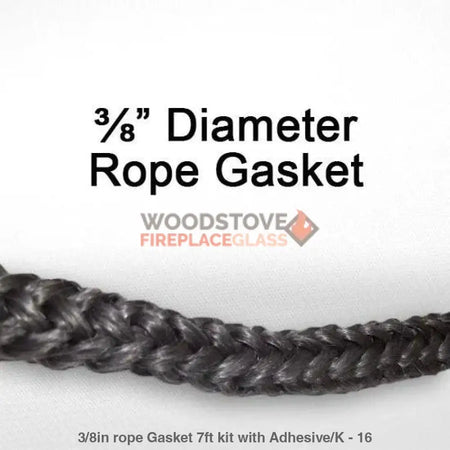 Fisher 3/8in Door Rope Gasket 7ft kit with Adhesive - Woodstove Fireplace Glass