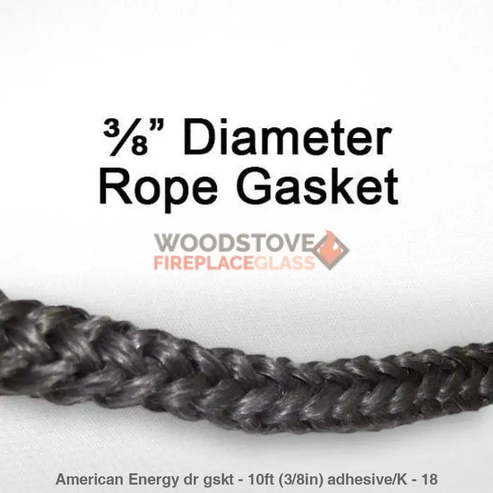 American Energy Door Gasket Kit - 10ft (3/8in) Gasket and Adhesive - Woodstove Fireplace Glass