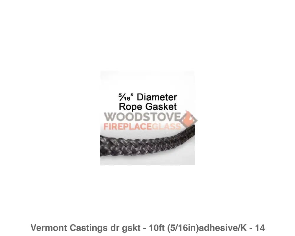 Vermont Castings Door gasket 10ft (5/16in) and adhesive - Woodstove Fireplace Glass