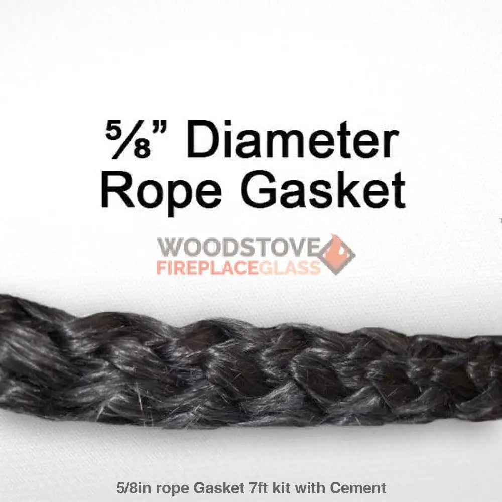 5/8in Door Rope Gasket 7ft kit with Cement - Woodstove Fireplace Glass