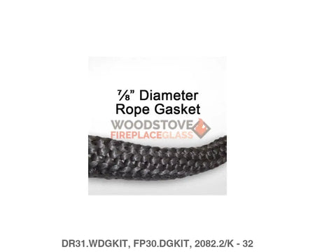 Pacific Energy Door Rope Gasket Kit 7/8in x 7ft - Woodstove Fireplace Glass