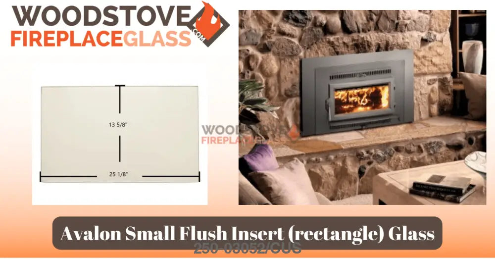 Avalon Small Flush Insert (rectangle) Glass - Woodstove Fireplace Glass