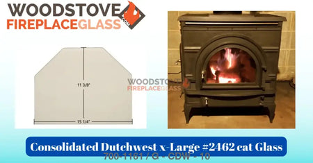 Consolidated Dutchwest x-Large #2462 cat Glass - Woodstove Fireplace Glass