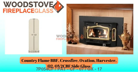 Country Flame BBF, Crossfire, Ovation, Harvester, O2, OV2CBF Side Glass - Woodstove Fireplace Glass