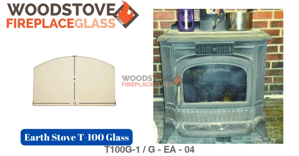 Earth Stove T-100 Glass - Woodstove Fireplace Glass