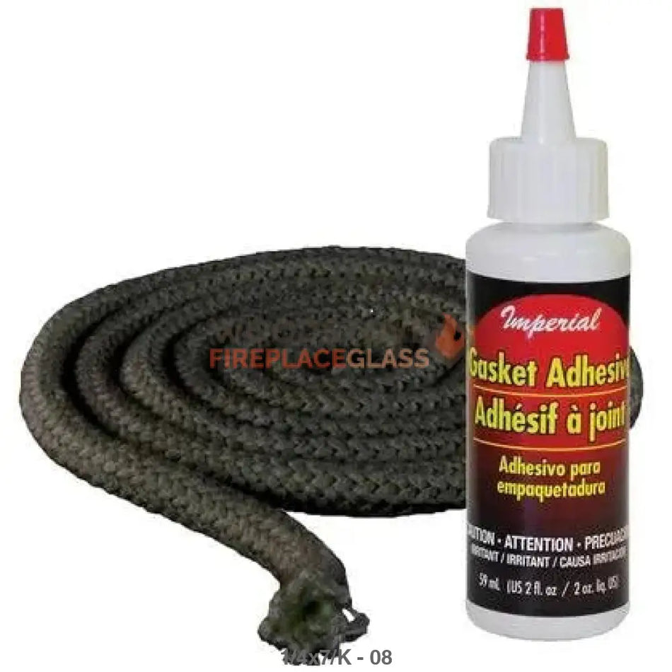 1/4in Door Rope Gasket 7ft kit with Adhesive - Woodstove Fireplace Glass