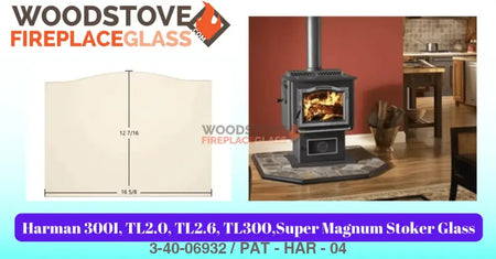 Harman 300I, TL2.0, TL2.6, TL300, Super Magnum Stoker Glass - Woodstove Fireplace Glass