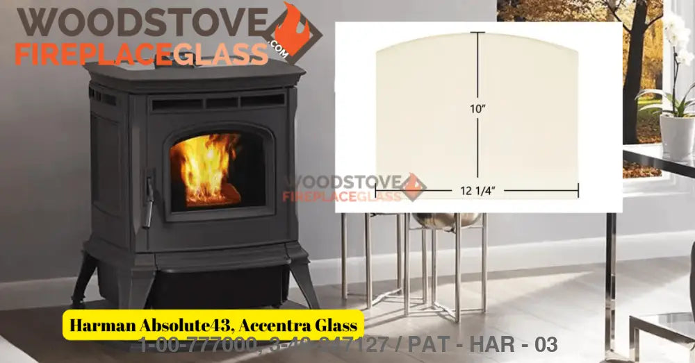 Harman Absolute43, Accentra Glass - Woodstove Fireplace Glass