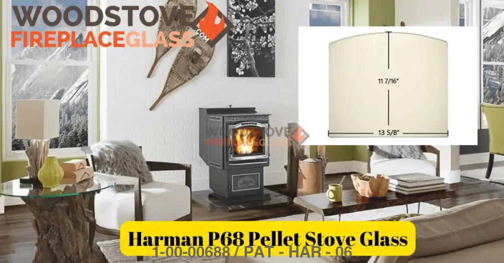 Harman P68 Pellet Stove Glass - Woodstove Fireplace Glass