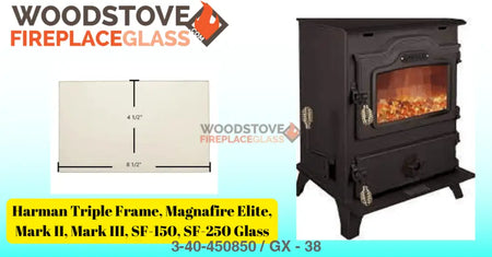 Harman Triple Frame, Magnafire Elite, Mark II, Mark III, SF-150, SF-250 Glass - Woodstove Fireplace Glass