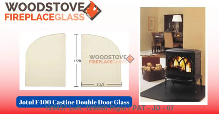 Jotul F400 Castine Double Door Glass - Woodstove Fireplace Glass