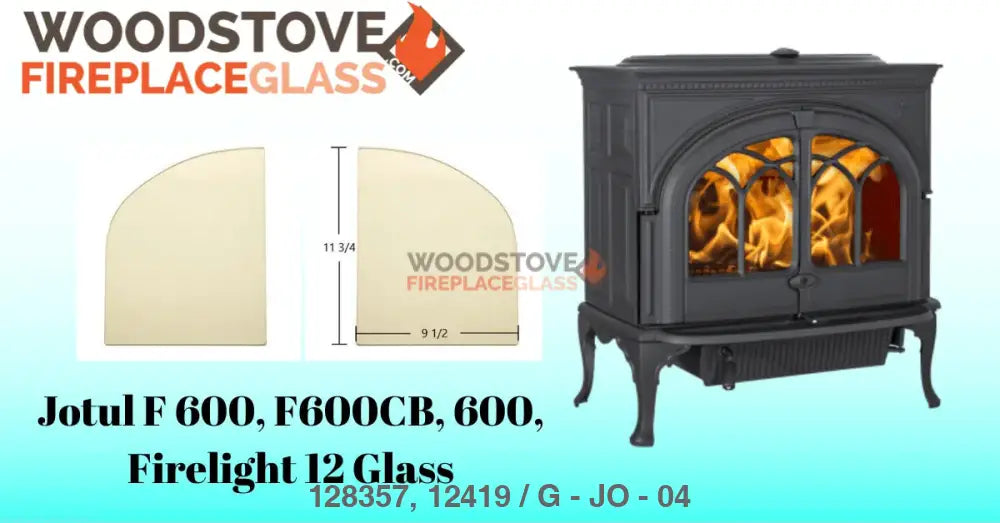 Jotul F 600, F600CB, 600, Firelight 12 Glass - Woodstove Fireplace Glass