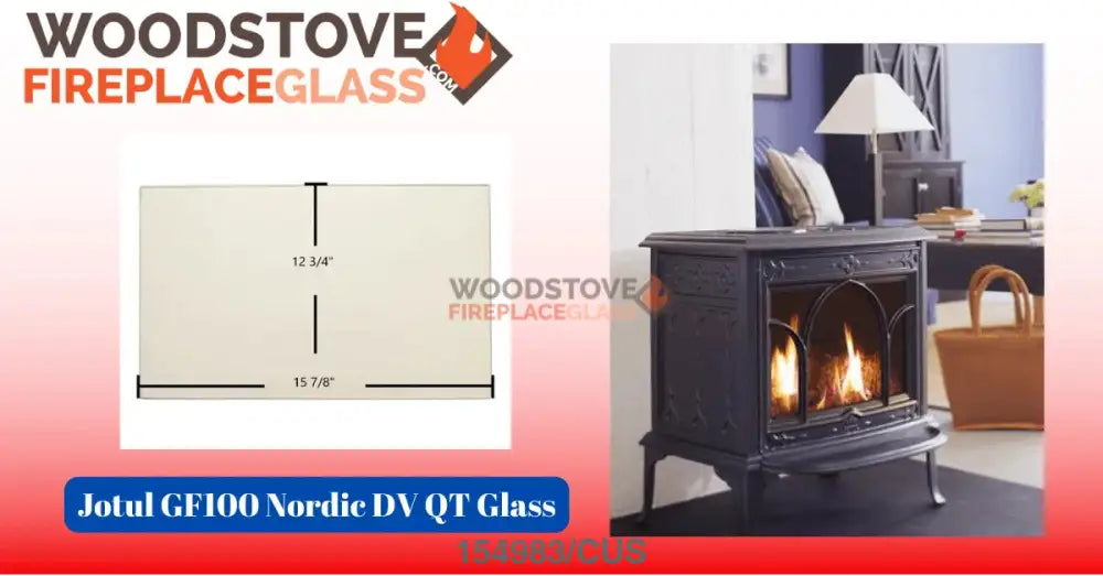 Jotul GF100 Nordic DV QT Glass - Woodstove Fireplace Glass