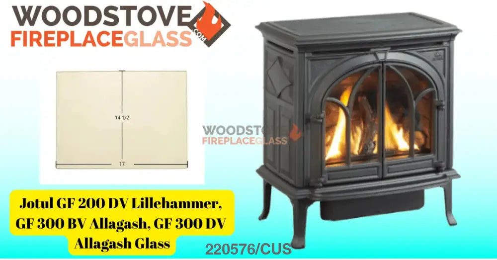 Jotul GF 200 DV Lillehammer, GF 300 BV Allagash, GF 300 DV Allagash Glass - Woodstove Fireplace Glass