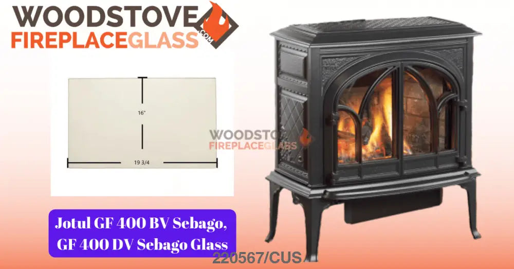 Jotul GF 400 BV Sebago, GF 400 DV Sebago Glass - Woodstove Fireplace Glass