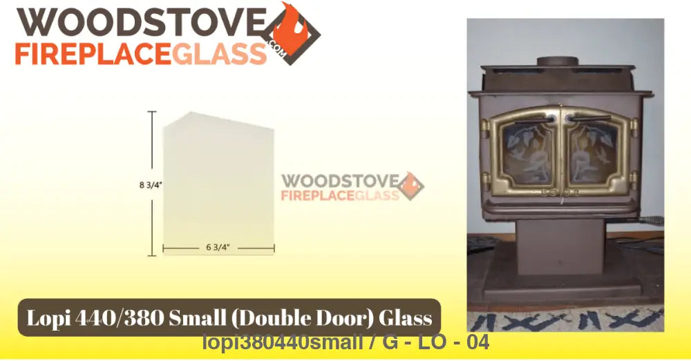 Lopi 440/380 Small (Double Door) Glass - Woodstove Fireplace Glass