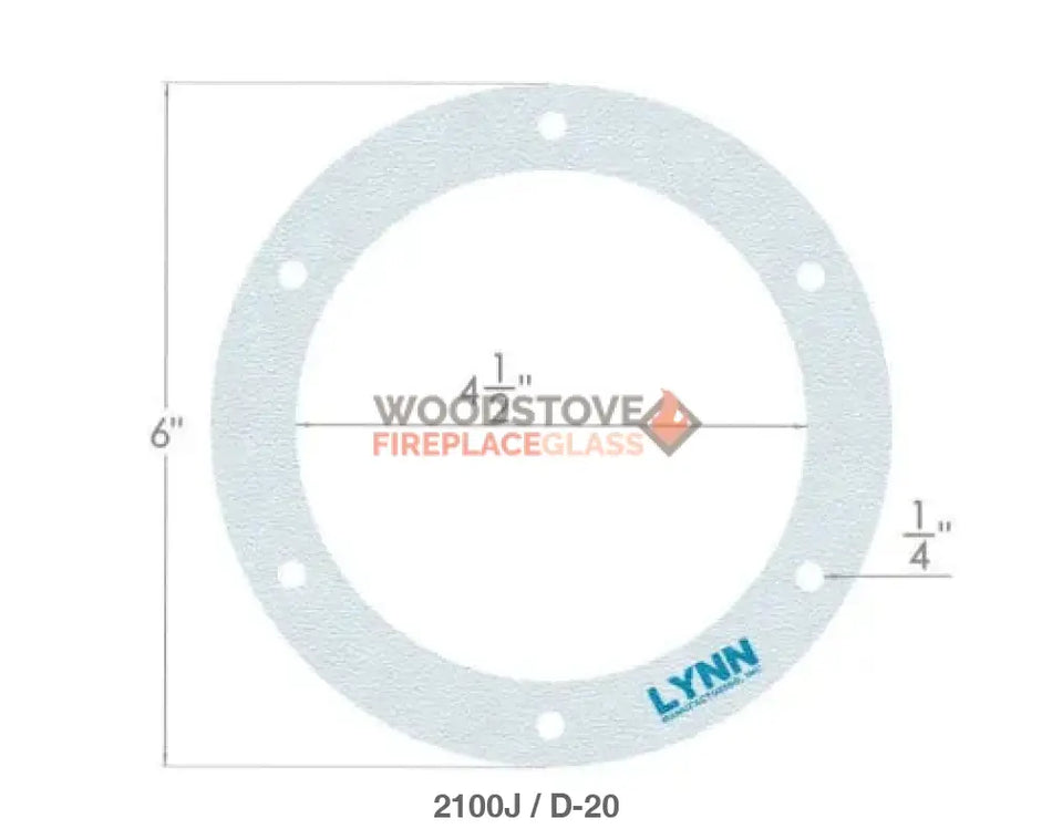 Lynn Manufacturing Pellet Stove 6" Round Gasket, Exhaust or Combustion Blower - (2100J) - Woodstove Fireplace Glass