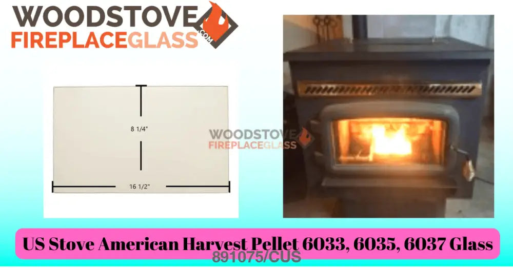 US Stove American Harvest Pellet 6033, 6035, 6037 Glass - Woodstove Fireplace Glass