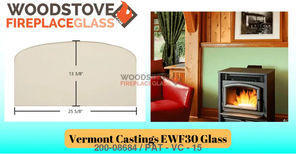 Vermont Castings EWF30 Glass - Woodstove Fireplace Glass