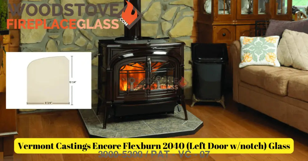 Vermont Castings Encore Flexburn 2040 (Left Door w/notch) Glass - Woodstove Fireplace Glass