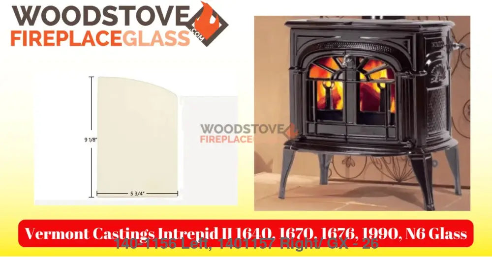 Vermont Castings Wood Stove Side Window – Intrepid Flexburn (30007394A) - Woodstove Fireplace Glass