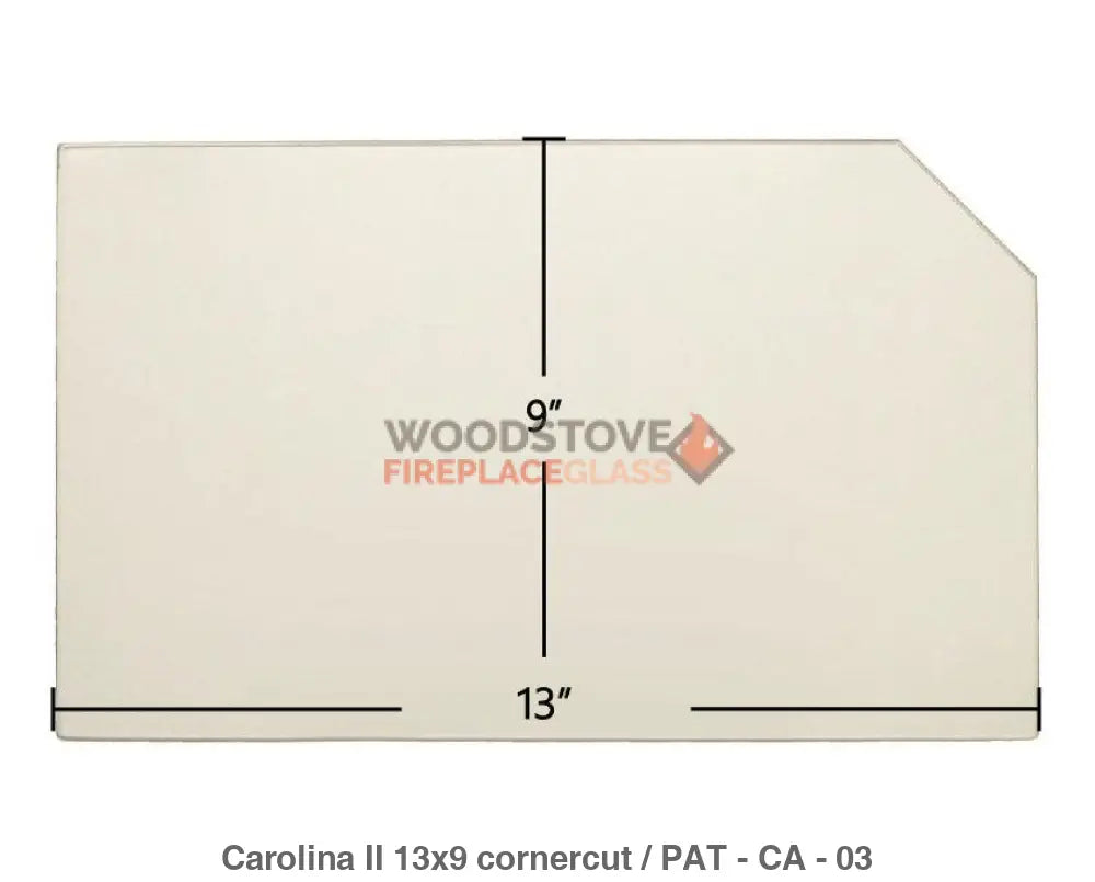 Carolina II woodstove Ceramic Glass (Carcorncut)(9 x 13 w/ cutout) - Woodstove Fireplace Glass