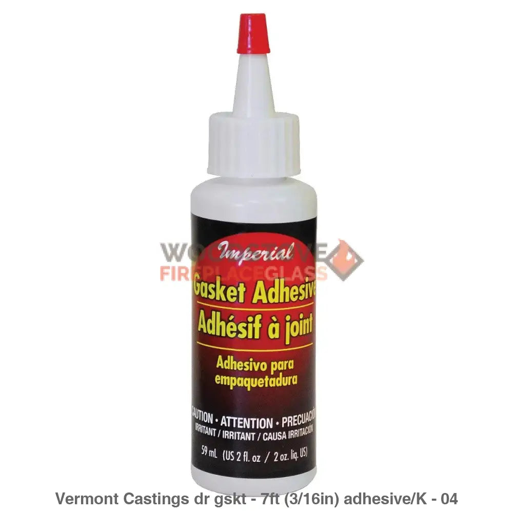 Vermont Castings Door Gasket 7ft (3/16in) and Gasket Adhesive - Woodstove Fireplace Glass