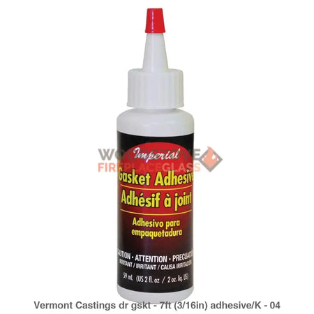 Vermont Castings Door Gasket 7ft (3/16in) and Gasket Adhesive - Woodstove Fireplace Glass